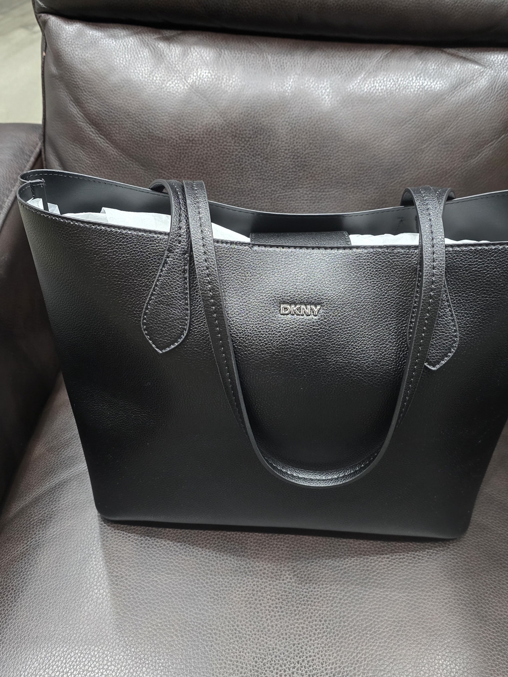 DKNY Black Leather Tote Bag